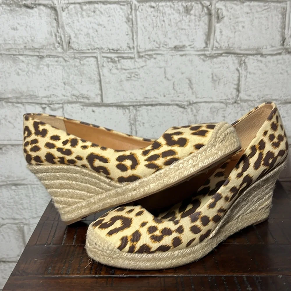 J Crew Seville Espadrilles brown leopard animal print heels